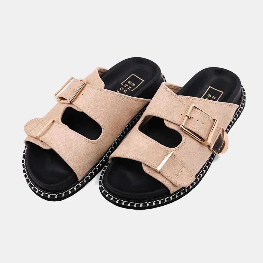 Shu Shop Charlotte Sandals In Beige Suede