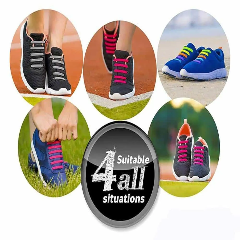 Speed Laces No Tie Silicone Elastic Shoe Lace for Adults - Black