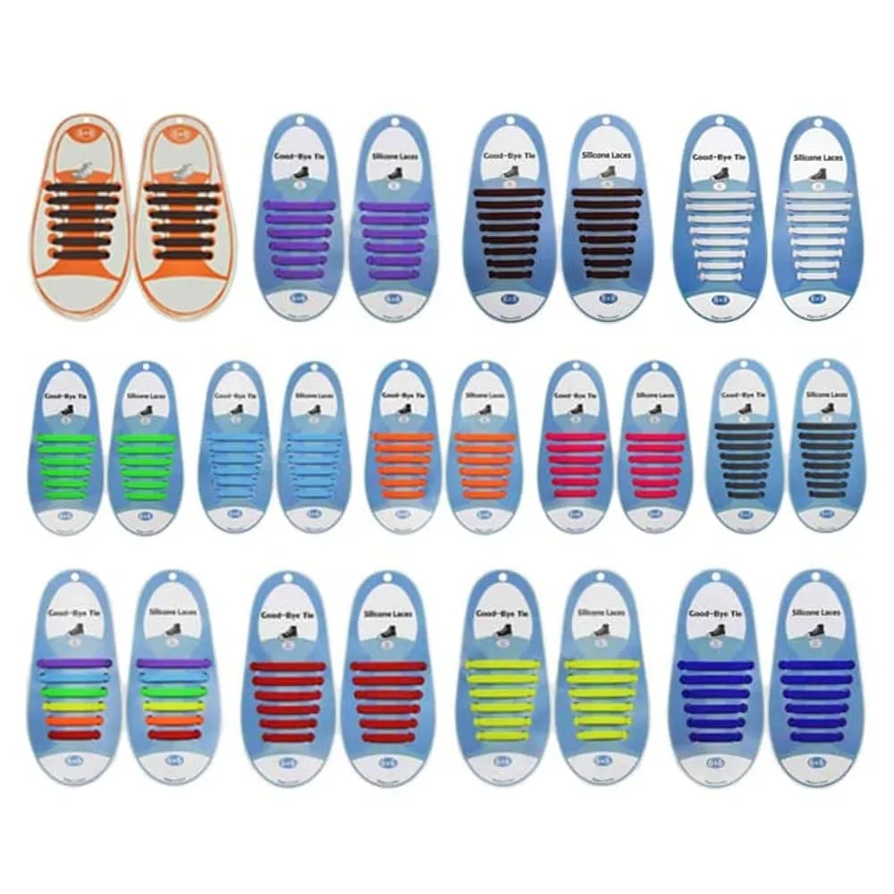 Speed Laces No Tie Silicone Elastic Shoe Lace for Adults - Black