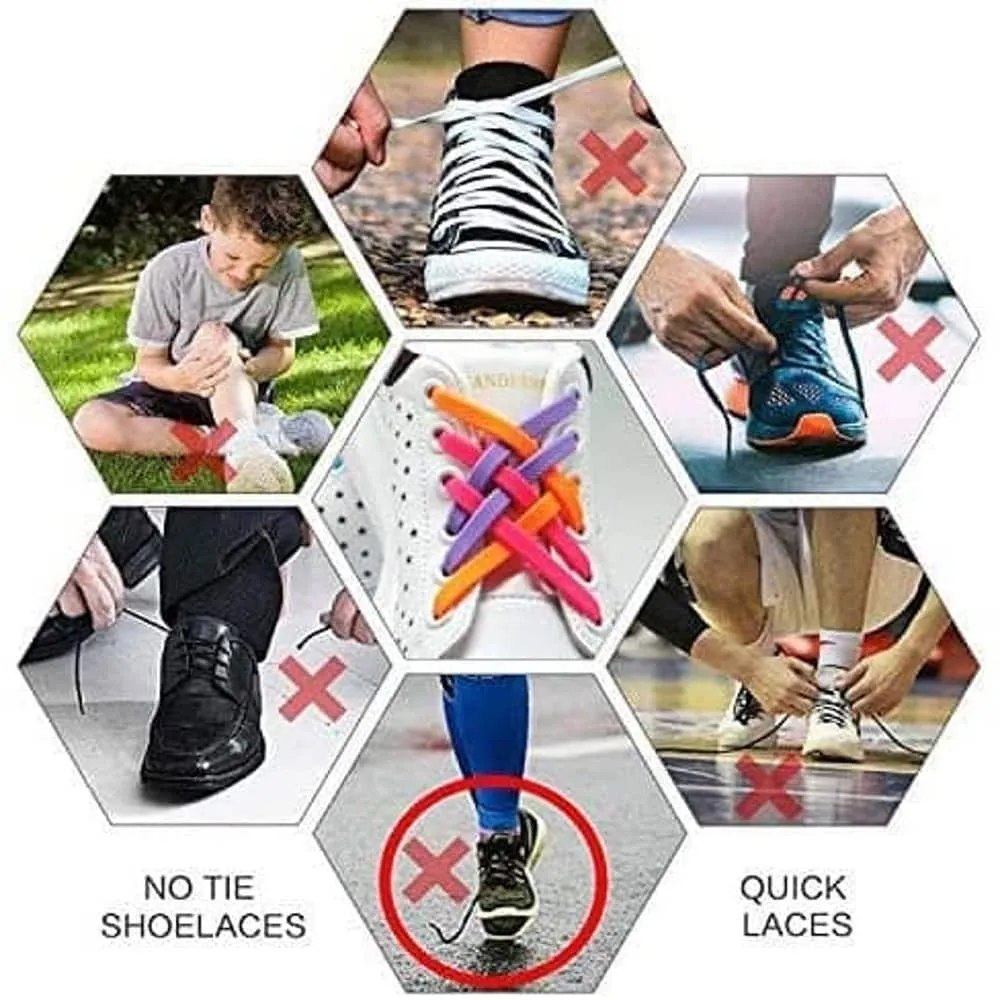 Speed Laces No Tie Silicone Elastic Shoe Lace for Adults - Black