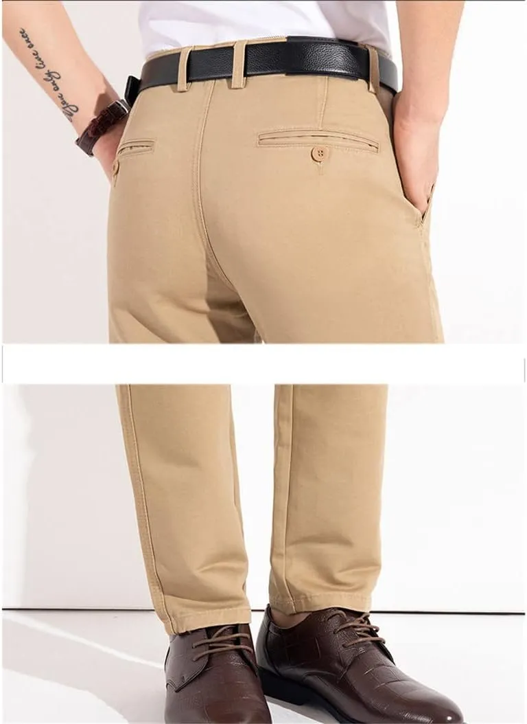 Spring Autumn Summer Business Slim Trousers, Man 100% Cotton Trousers, Casual Full Length Formal Pants