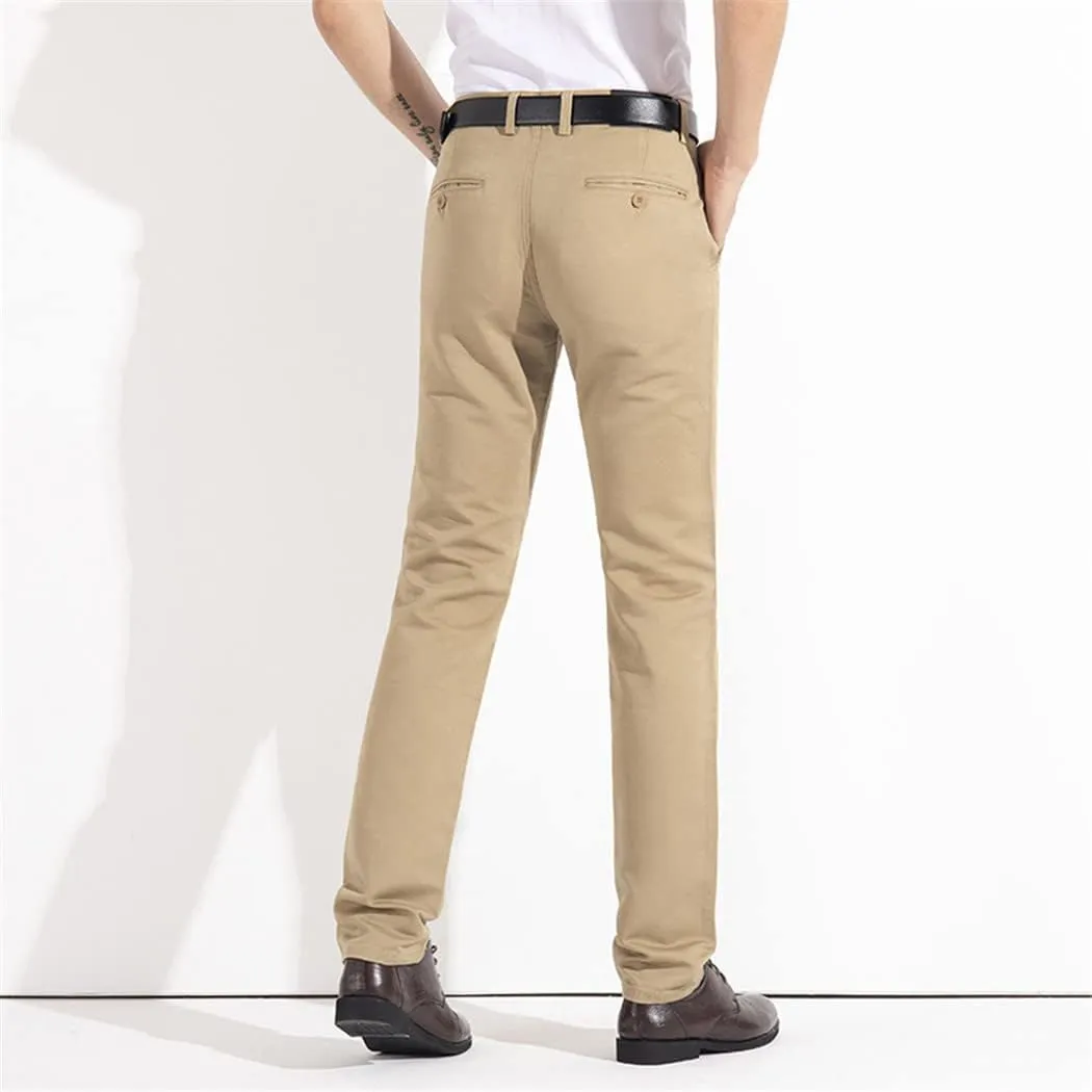 Spring Autumn Summer Business Slim Trousers, Man 100% Cotton Trousers, Casual Full Length Formal Pants