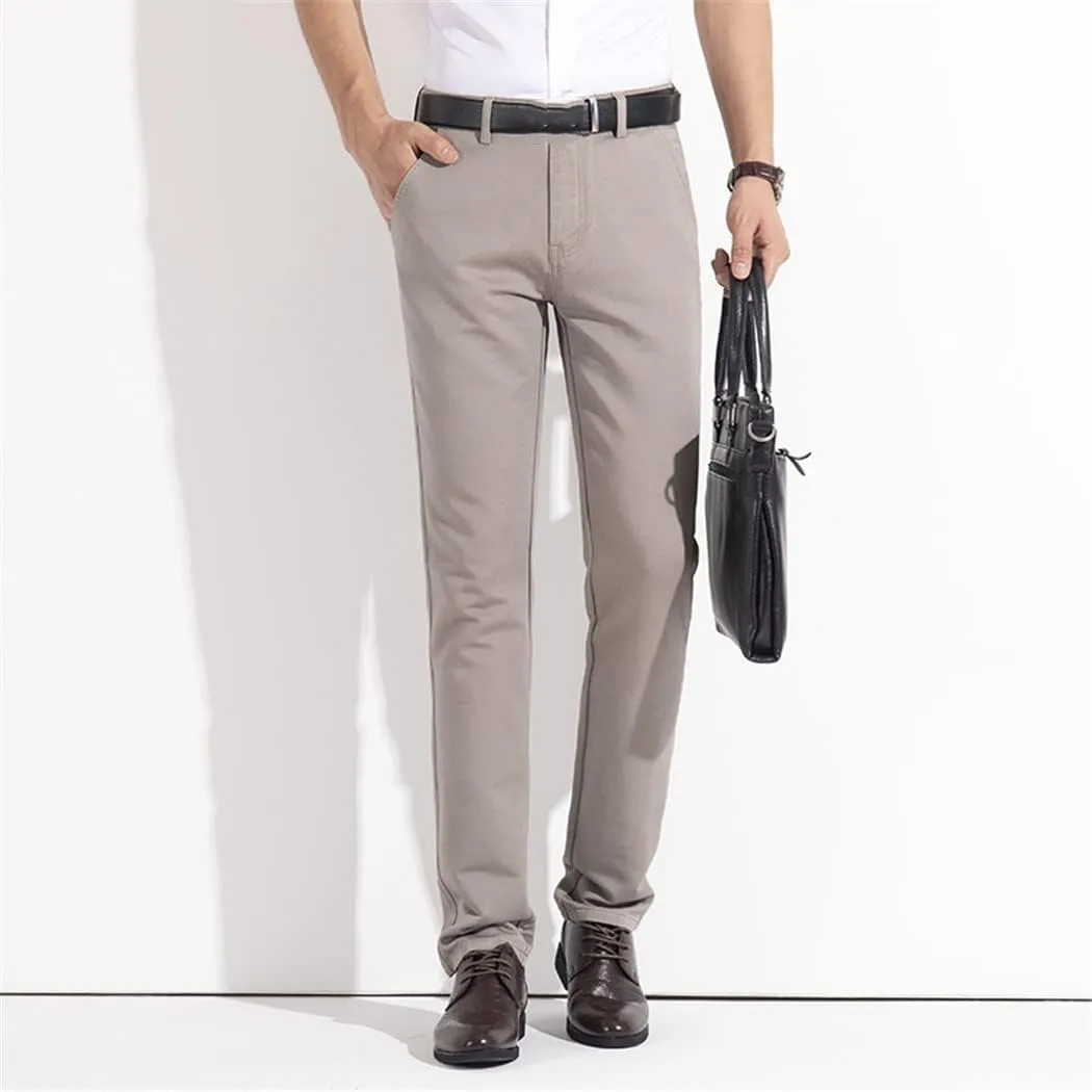 Spring Autumn Summer Business Slim Trousers, Man 100% Cotton Trousers, Casual Full Length Formal Pants