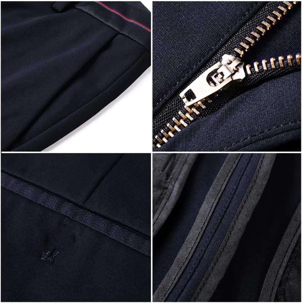 Spring Summer Men Straight Pants, Casual Elastic Long Trousers, Male Straight Business Suit Pants Large Size