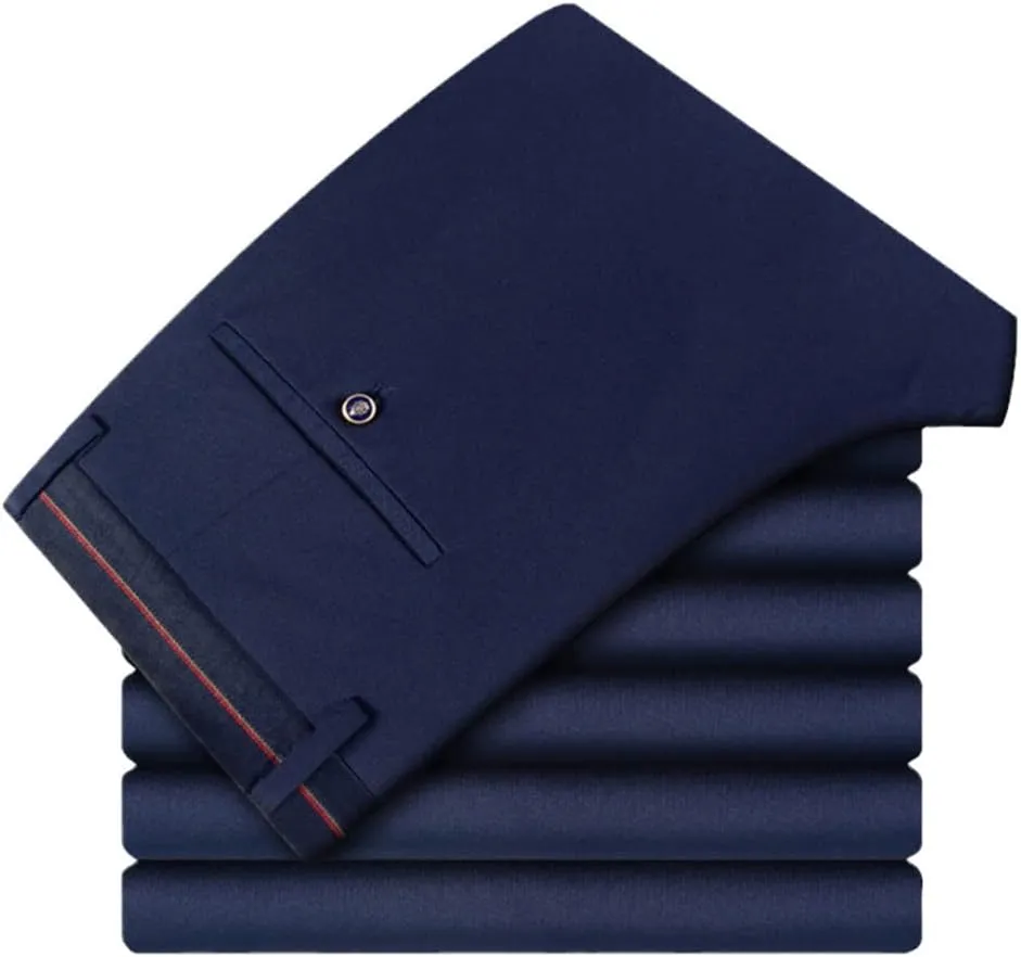 Spring Summer Men Straight Pants, Casual Elastic Long Trousers, Male Straight Business Suit Pants Large Size