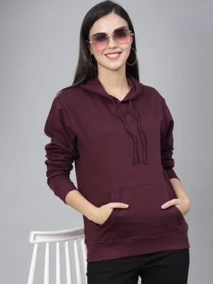 Style Quotient women maroon hooded oversized sweatshirt