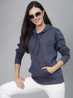 Style Quotient women navy blue hooded oversized sweatshirt