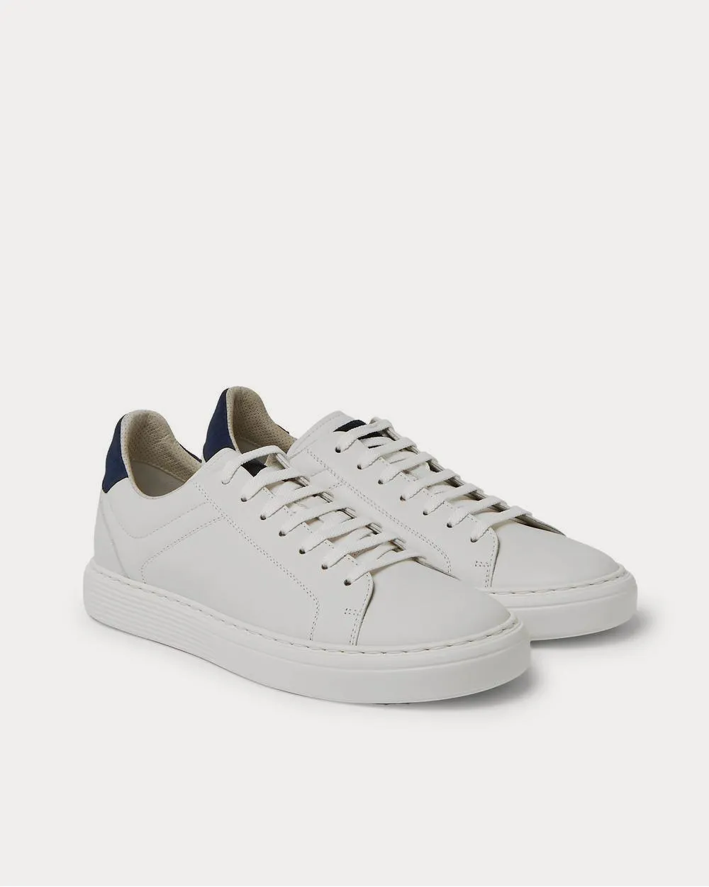 Suede-Trimmed Leather  White low top sneakers