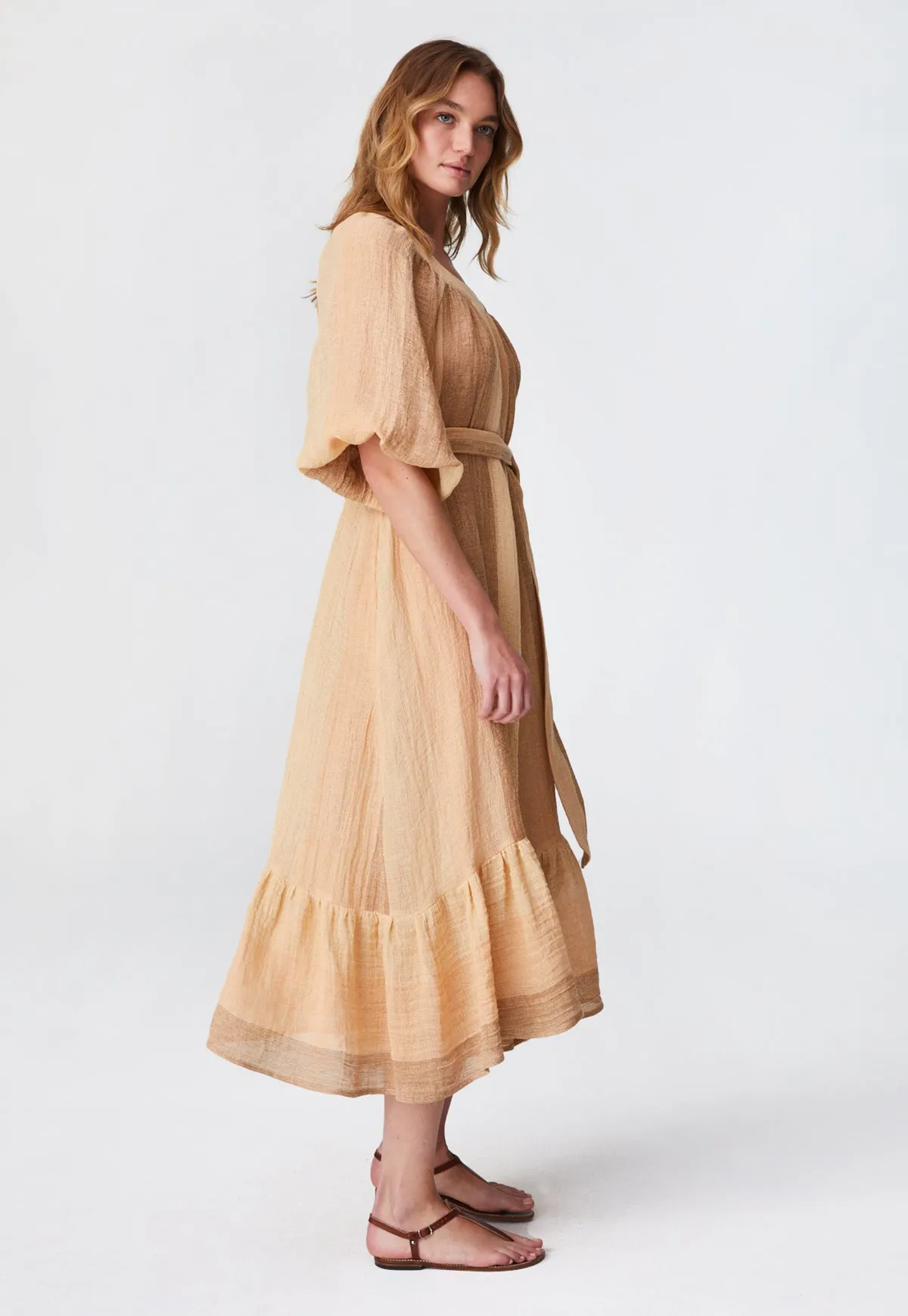 THE LAURE JUMPSUIT in DESERT AWNING STRIPED GAUZE
