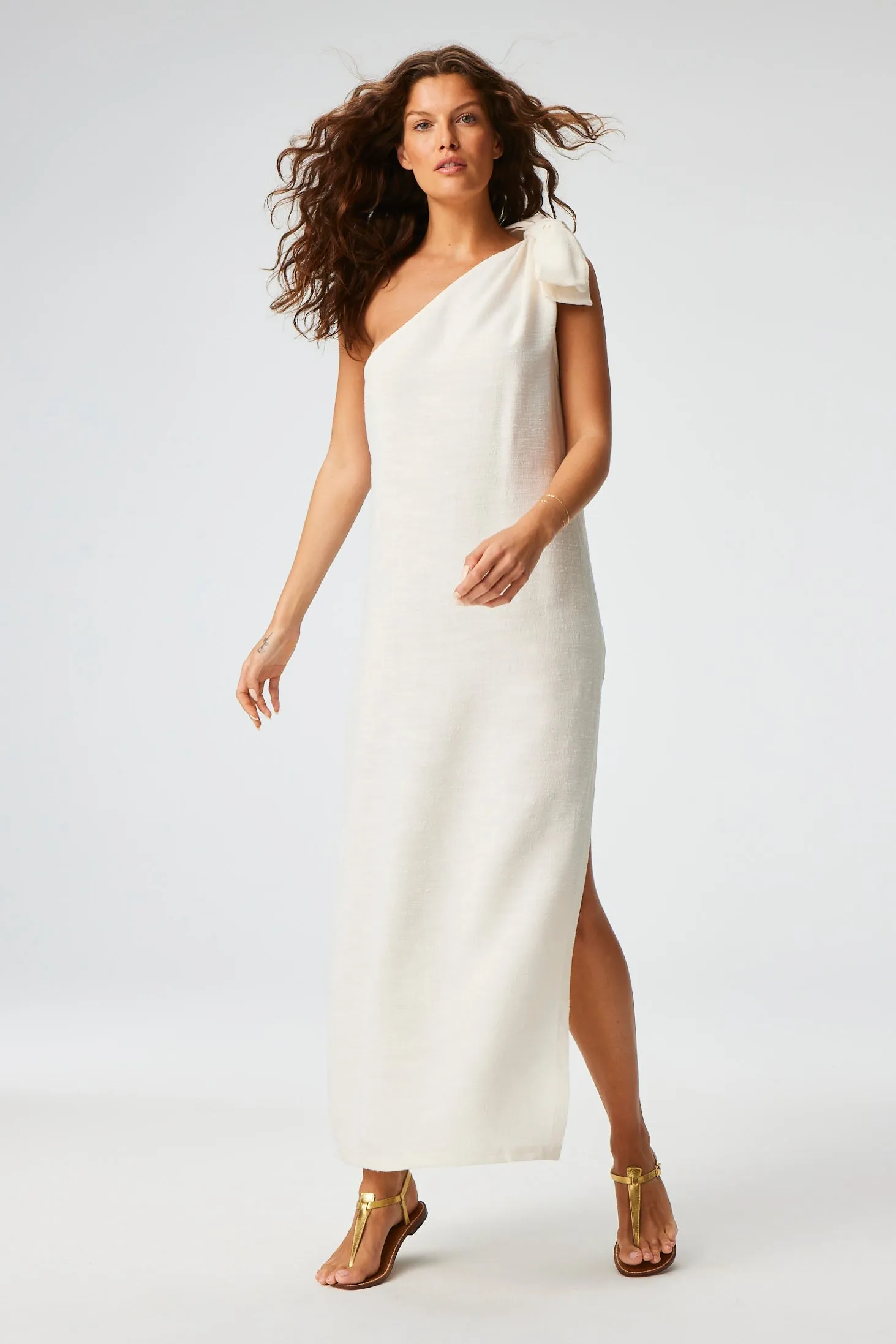 THE SARONG DRESS in WHITE SHANTUNG
