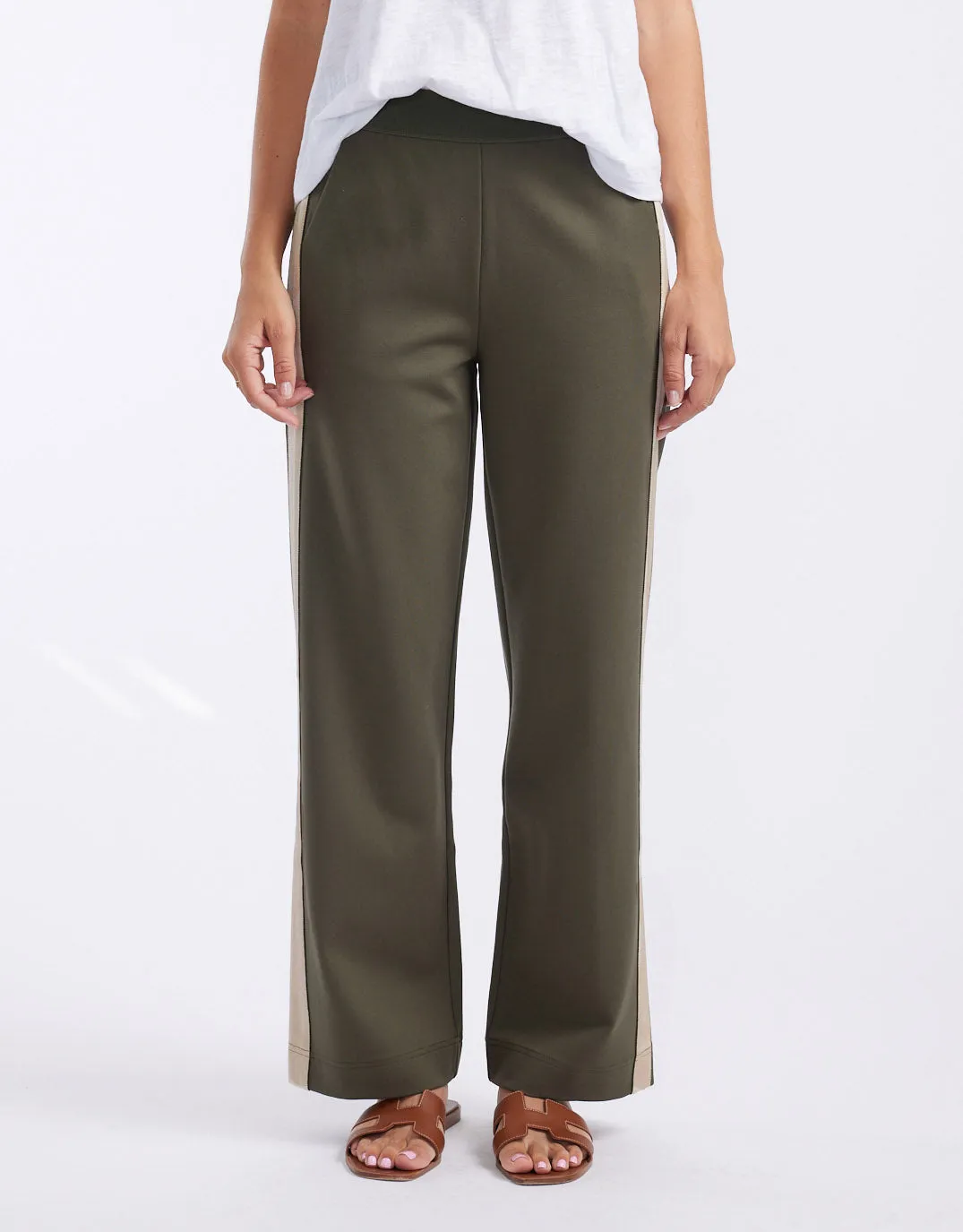 Timeless Straight Leg Ponte Pant  - Khaki/Natural