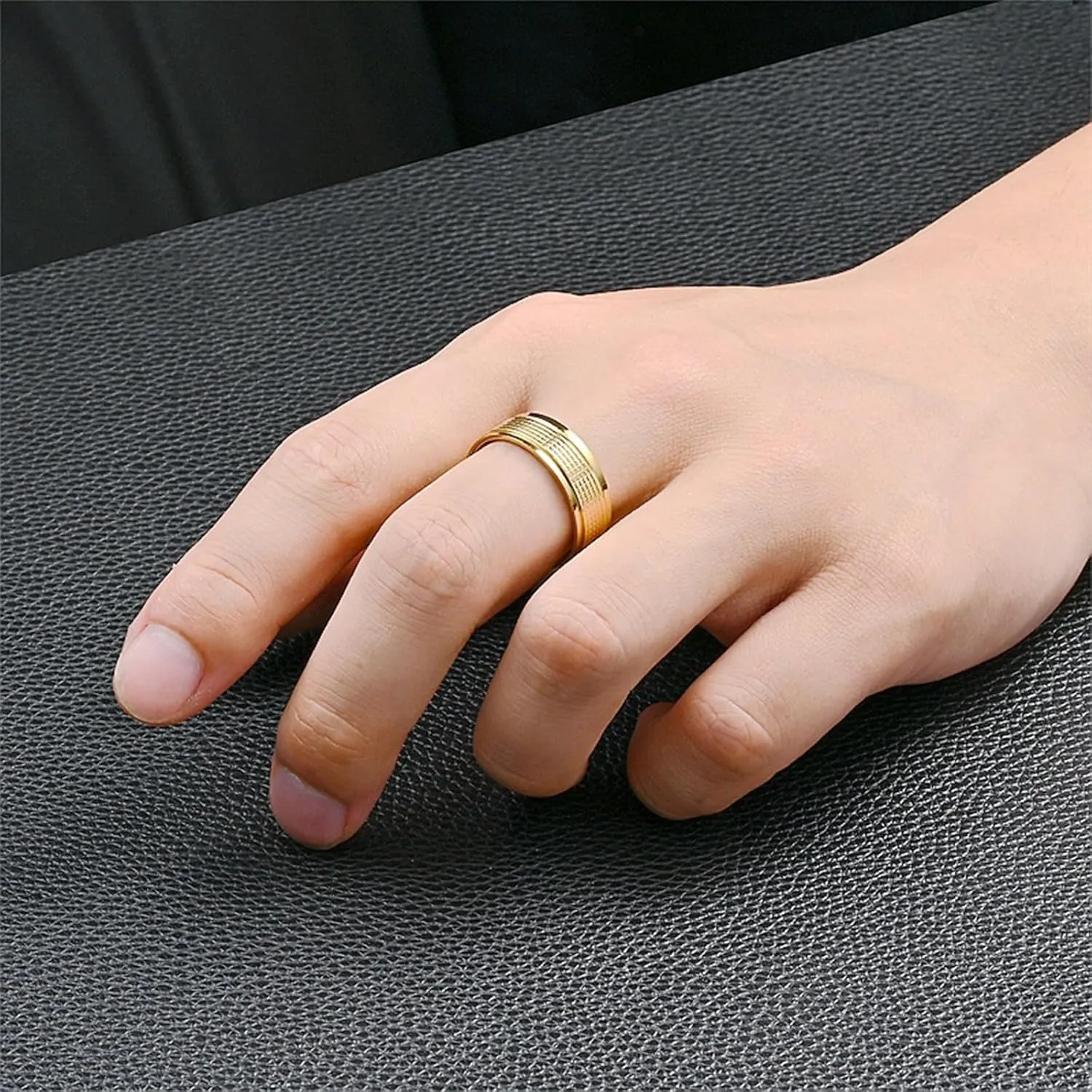 Titanium Steel Men's Personalized Temperament Ring Fashion Versatile Temperament Business Style Couple Gift Ring Handicrafts