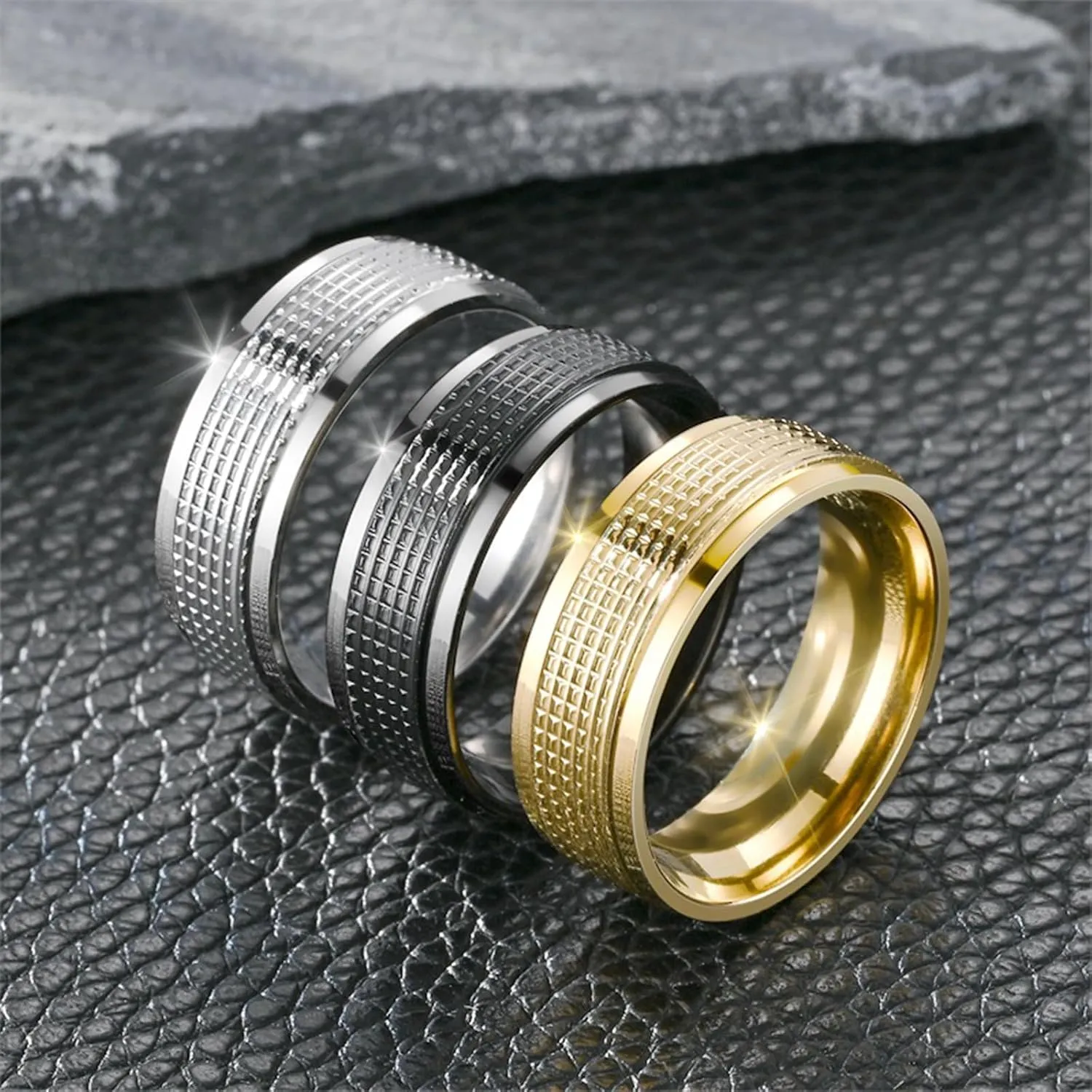 Titanium Steel Men's Personalized Temperament Ring Fashion Versatile Temperament Business Style Couple Gift Ring Handicrafts