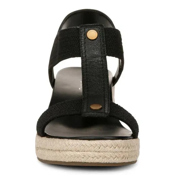 Vionic Calera Wedge Black Leather Women's Sandal
