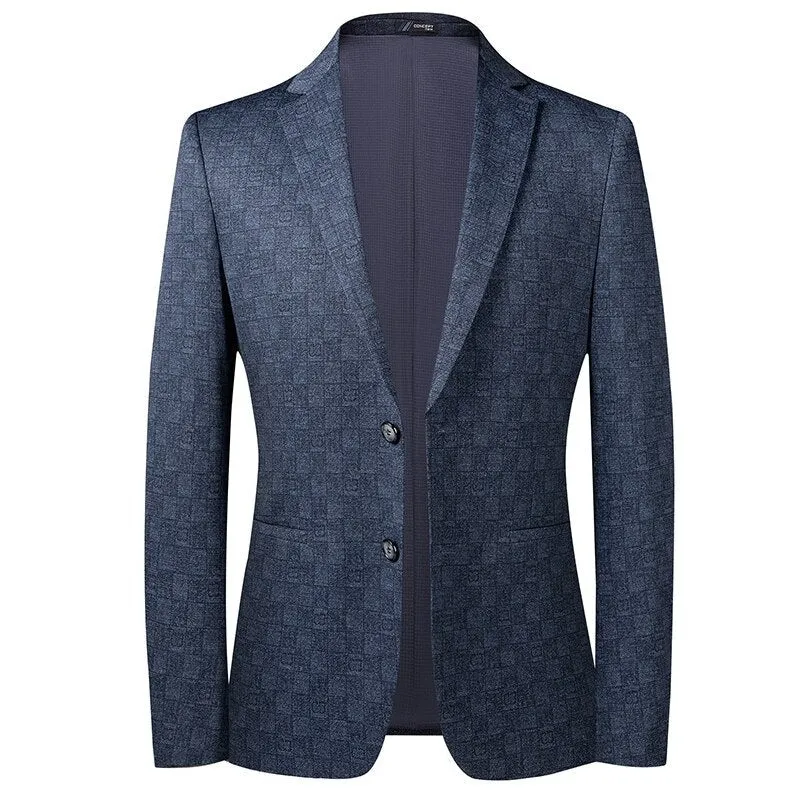 West Louis Boutique Fashion Slim Blue Plaid Casual Business Blazer