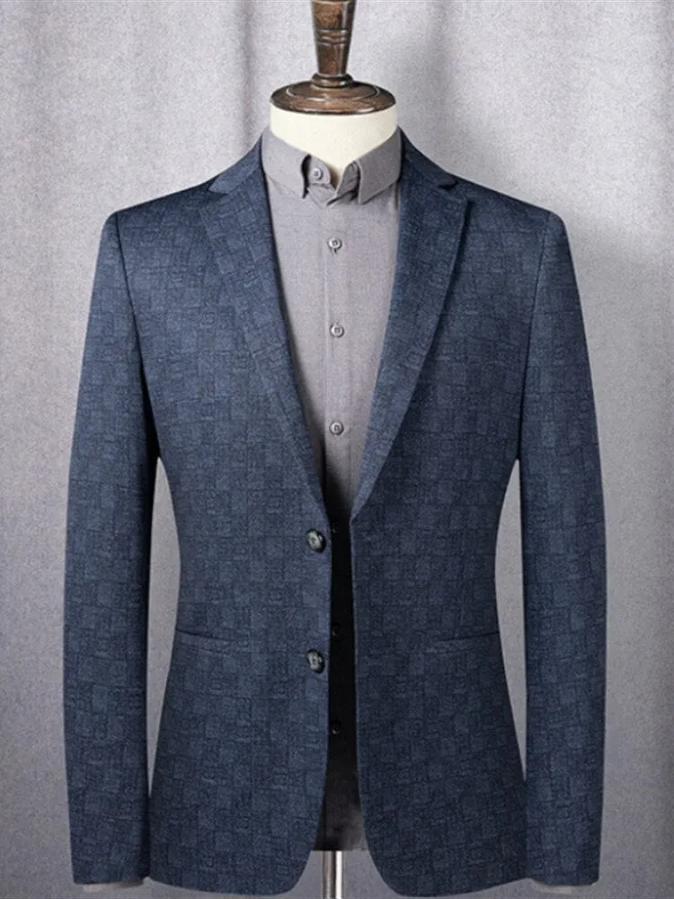 West Louis Boutique Fashion Slim Blue Plaid Casual Business Blazer