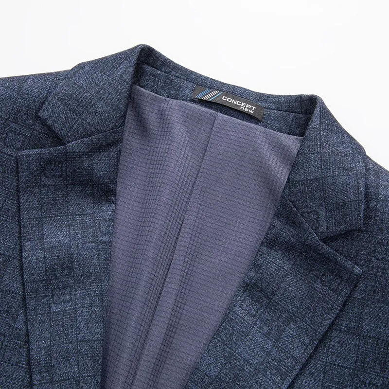 West Louis Boutique Fashion Slim Blue Plaid Casual Business Blazer