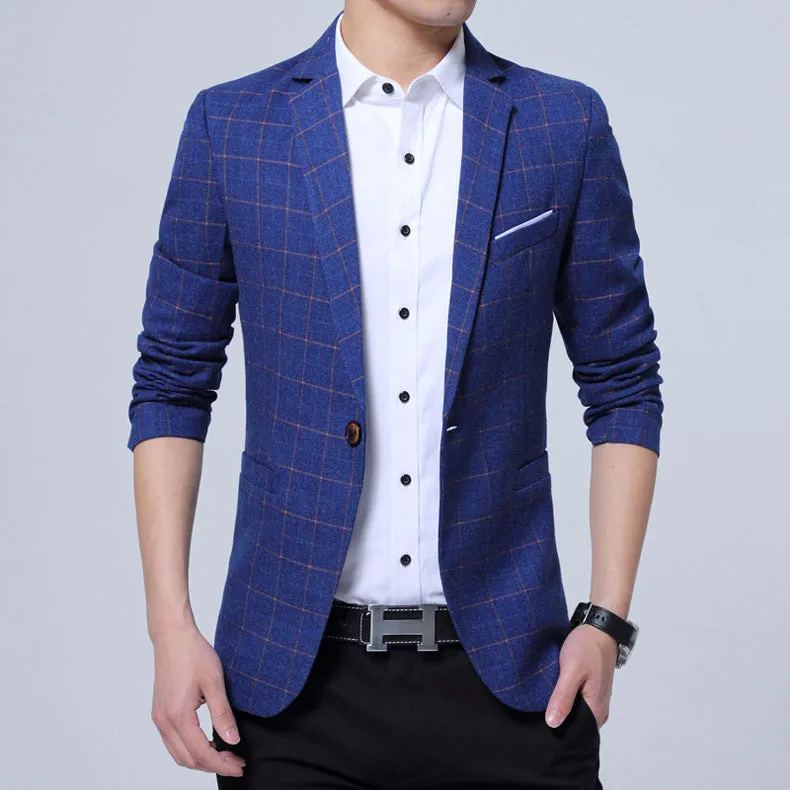 West Louis Brand Fashion Plaid Blazer