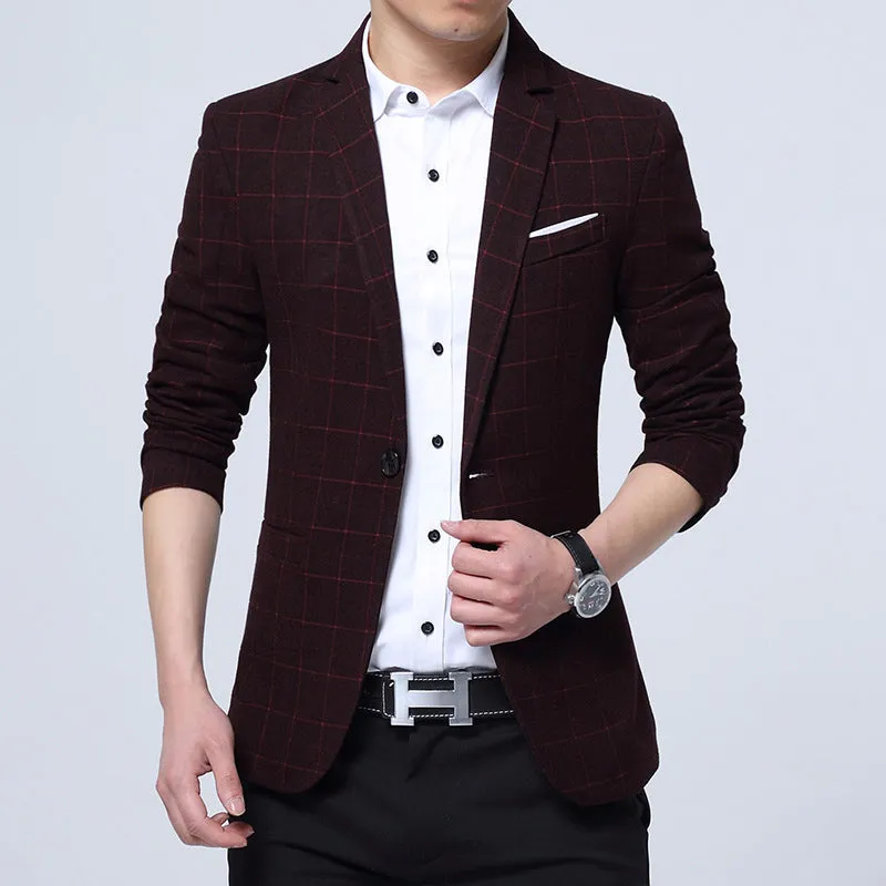 West Louis Brand Fashion Plaid Blazer