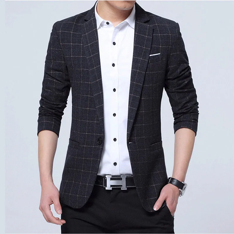 West Louis Brand Fashion Plaid Blazer