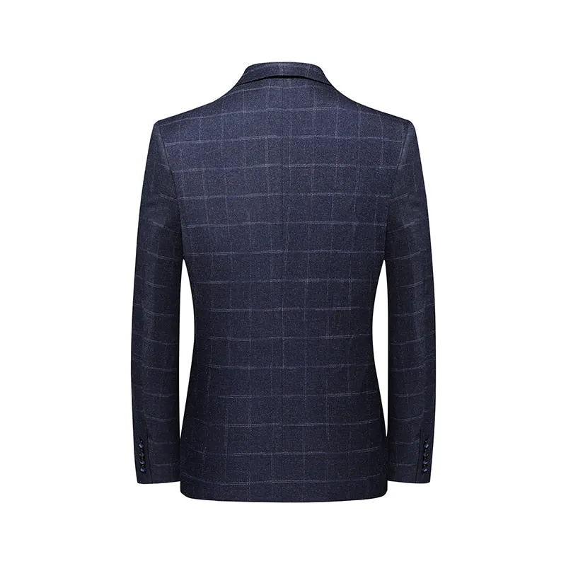 West Louis British Style Vintage Plaid Business-Men Blazer