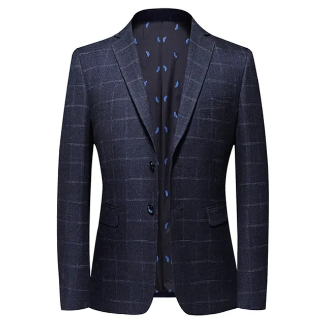 West Louis British Style Vintage Plaid Business-Men Blazer