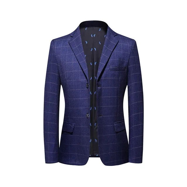 West Louis British Style Vintage Plaid Business-Men Blazer