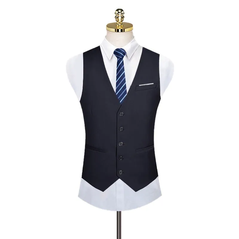 West Louis Formal Solid Color Business Office Suit Vest