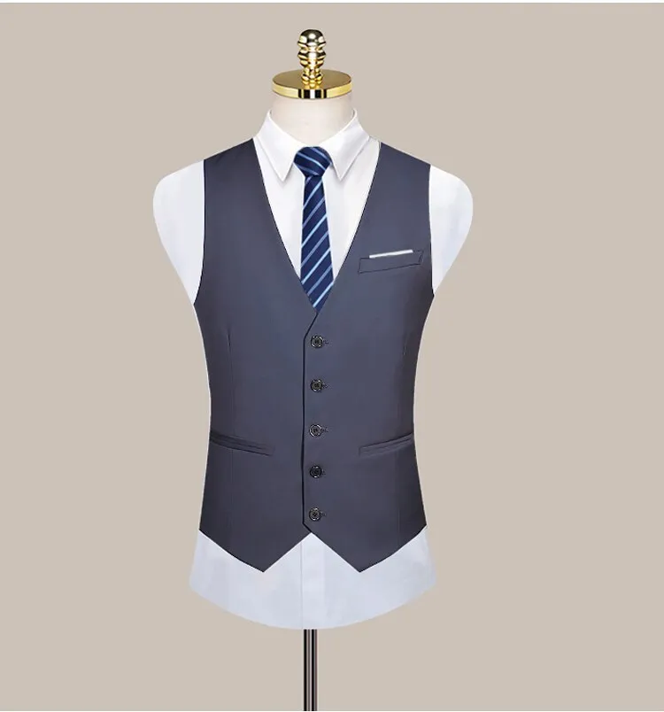 West Louis Formal Solid Color Business Office Suit Vest