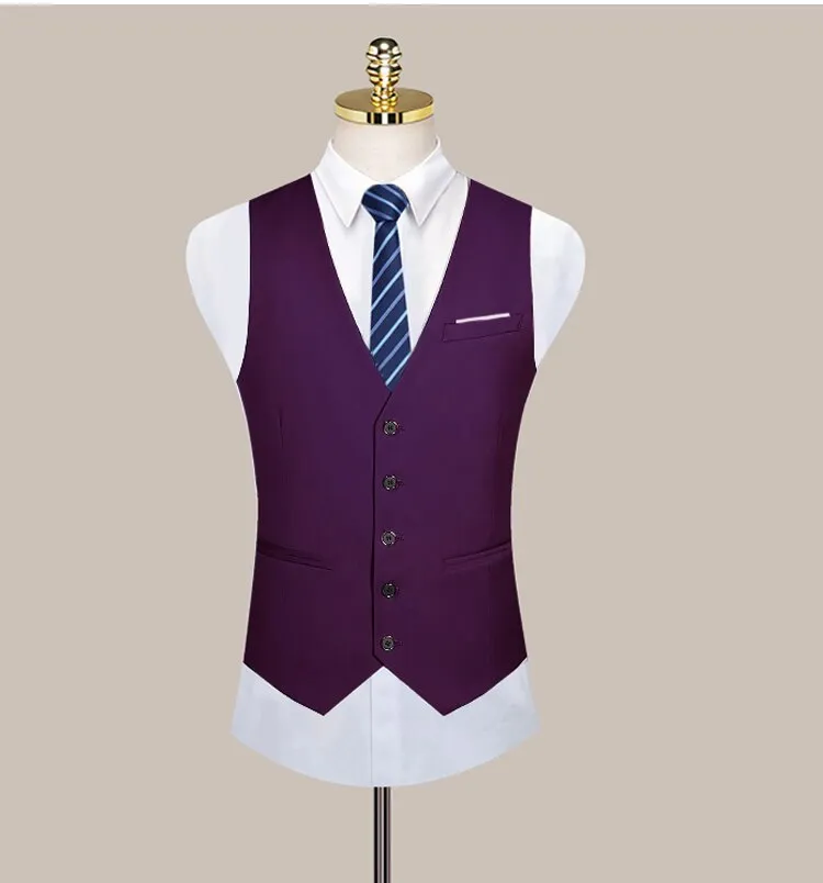 West Louis Formal Solid Color Business Office Suit Vest