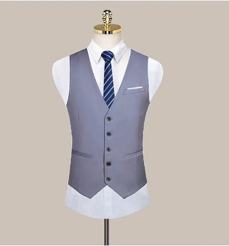 West Louis Formal Solid Color Business Office Suit Vest