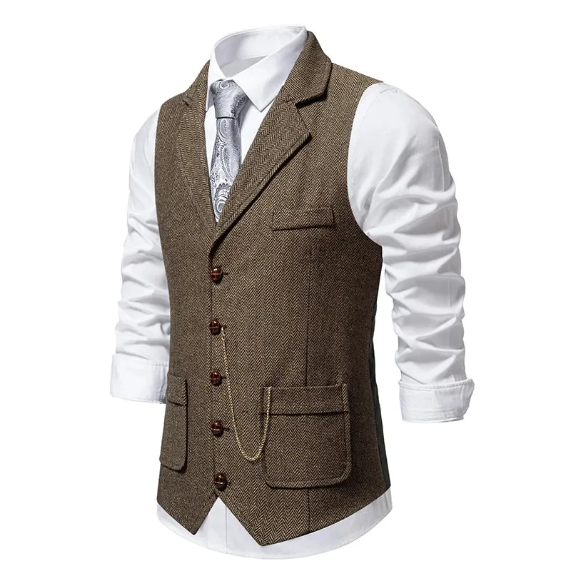West Louis Men's Retro Lapel Gentlemen Vest