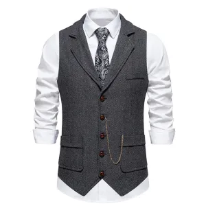 West Louis Men's Retro Lapel Gentlemen Vest