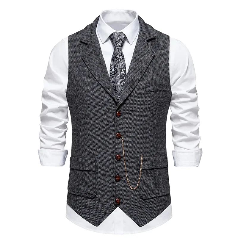 West Louis Men's Retro Lapel Gentlemen Vest