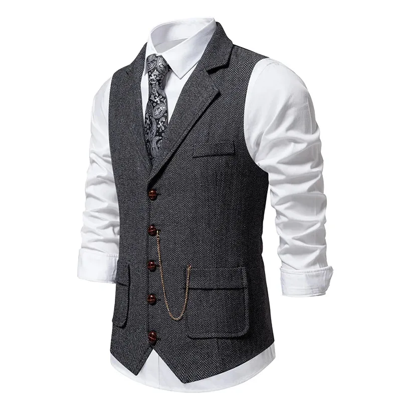 West Louis Men's Retro Lapel Gentlemen Vest