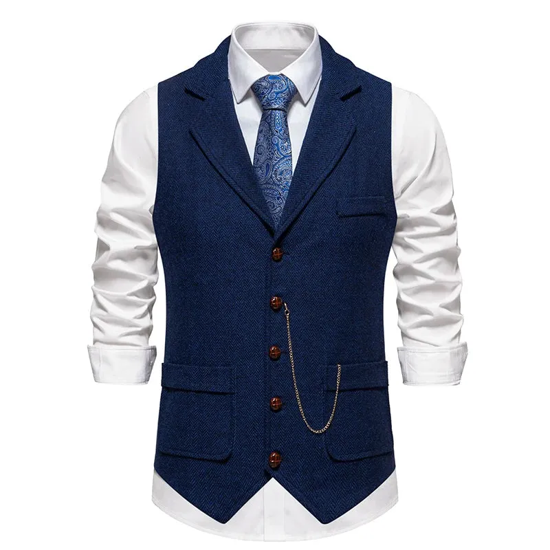 West Louis Men's Retro Lapel Gentlemen Vest