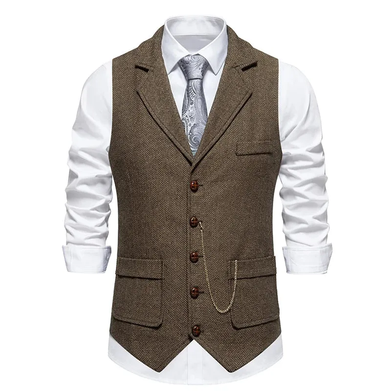 West Louis Men's Retro Lapel Gentlemen Vest