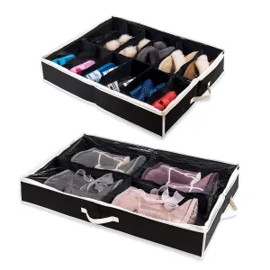 Woffit Under The Bed Shoe Organizer Fits 16 Pairs   4 Pairs Boots – Sturdy & Breathable Materials – Underbed Storage Solution for Kids Men & Women Shoes – Great Space Saver for Your Closet!
