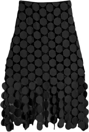 Women's Irregular Tassel Hem Hollow Out Skirt High Waist Patchwork Solid Midi Skirts Female Summer Clothing